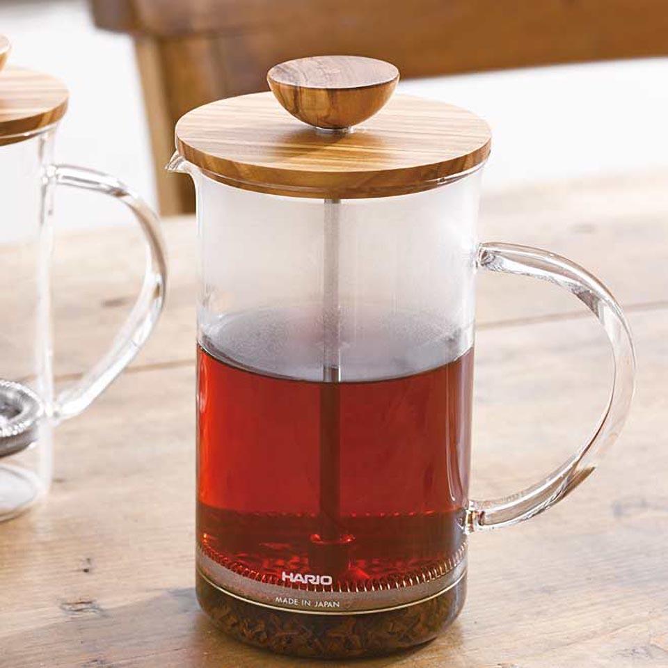 Hario Olive Wood Lid Tea Press commercial Hario