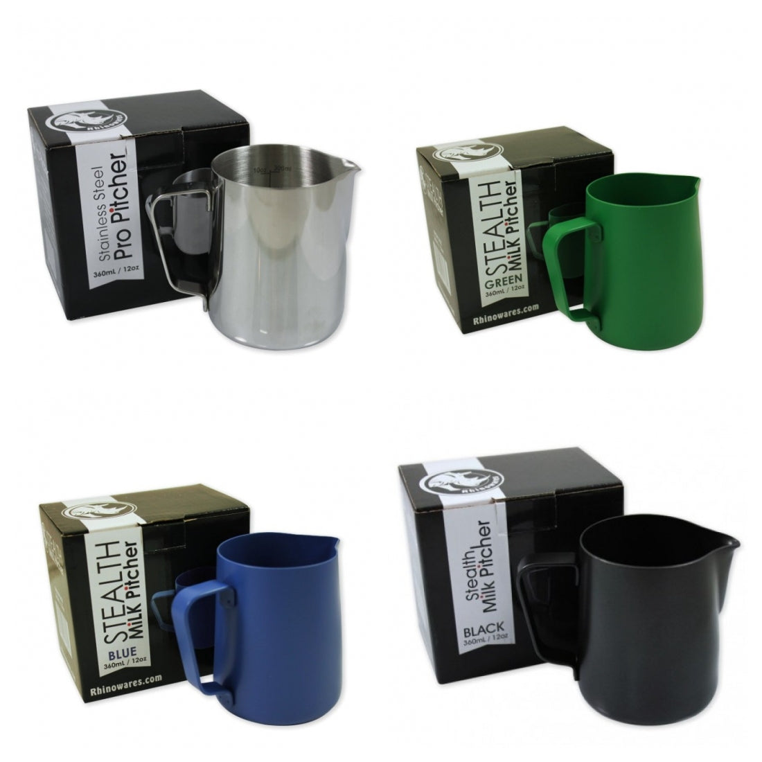 Rhino Stealth Milk Pitcher 12oz/360ml commercial Rhinowares