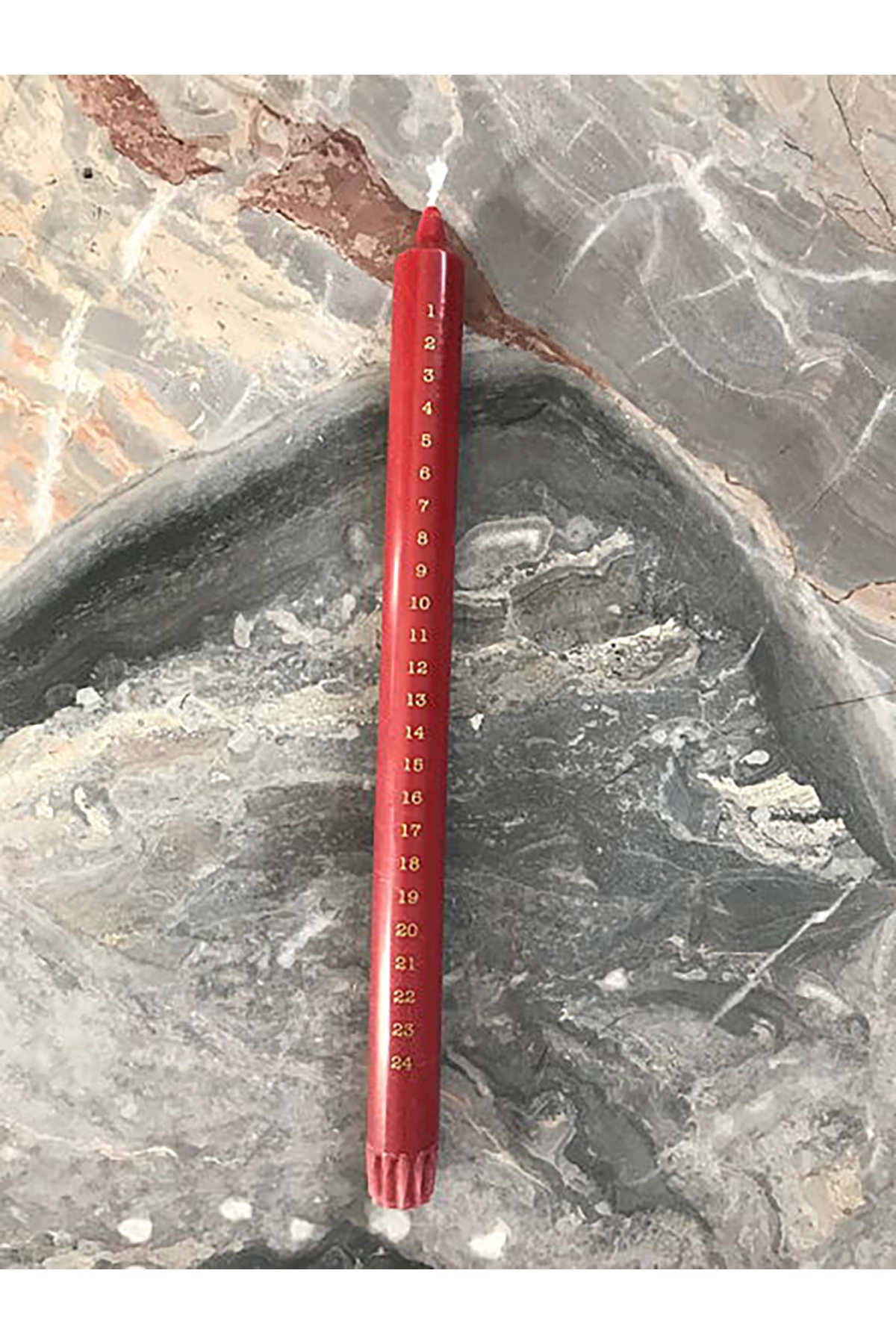 Kerze 24 Tage Advent, 38cm | rot