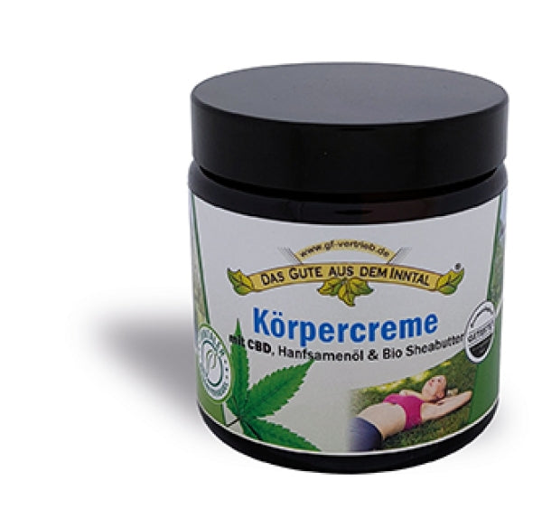 Körpercreme mit CBD, Hanfsamenöl & Bio Sheabutter  im Glastiegel